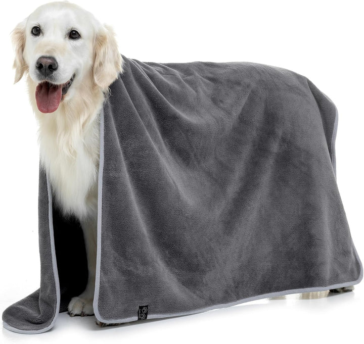 Lucky Paws® Hundehandtuch - luxuriöse 600g/m,140x80cm XL Hundehandtuch extra saugfähig - trocknet sc