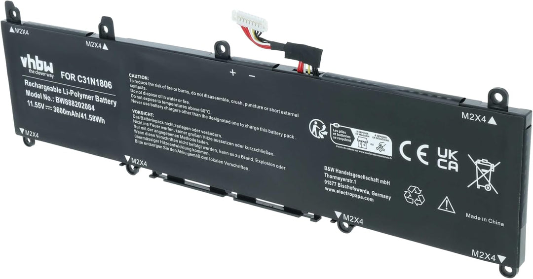 vhbw Akku kompatibel mit Asus VivoBook S13 S330UA-EY023T, S13 S330UA-EY024T Notebook (3600mAh, 11.55