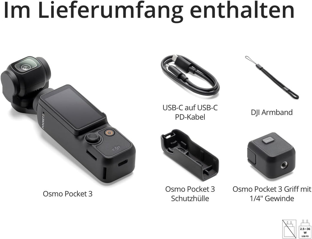 DJI Osmo Pocket 3 Standard, vlog Kamera 4K mit 1-Zoll-CMOS und 4K/120 fps Video, 3-Achsen-Stabilisie