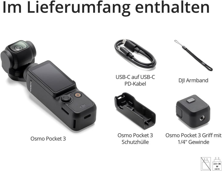 DJI Osmo Pocket 3 Standard, vlog Kamera 4K mit 1-Zoll-CMOS und 4K/120 fps Video, 3-Achsen-Stabilisie