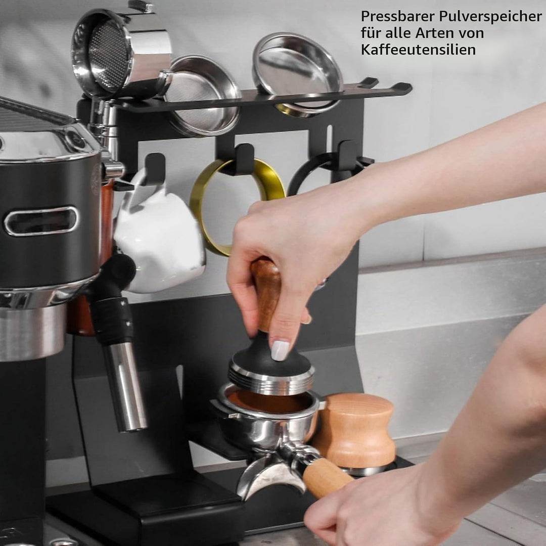 Tissting Barista Regal für Siebträger, 23 x 14 x 29 cm Eisen Kaffee Tamper Station Kaffeefilter Halt