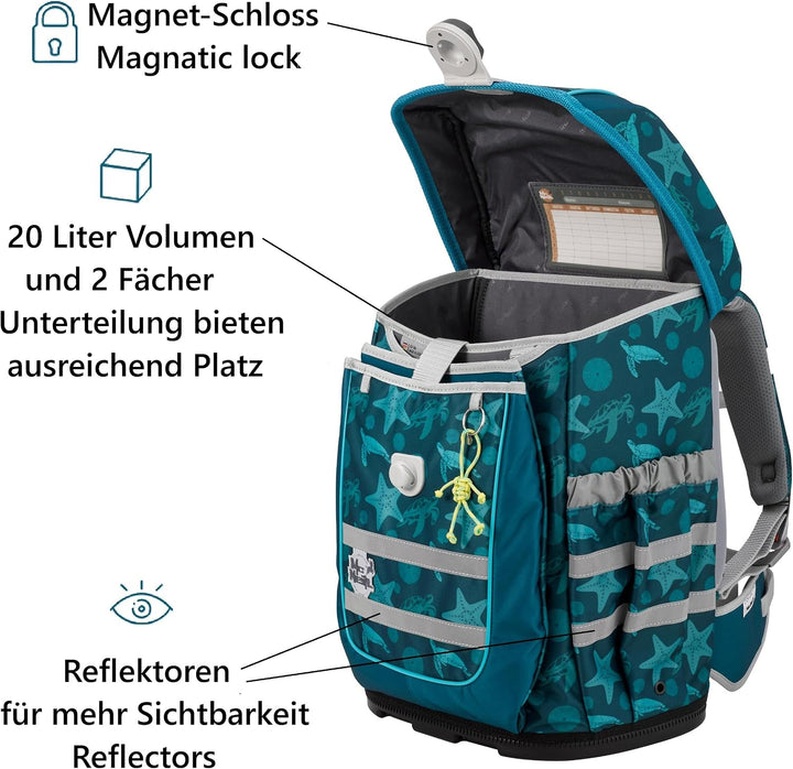 Familando - McNeill Ergo Complete Schulranzen Set - 9-teilig mit Schultüte - Orca Wal - Ergonomisch