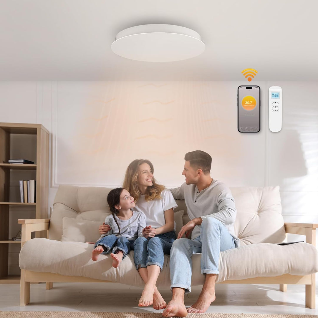 Infrarotheizung Deckenmontage mit Thermostat 750 Watt, Deckenheizung Infrarot Rund Deckenheizstrahle