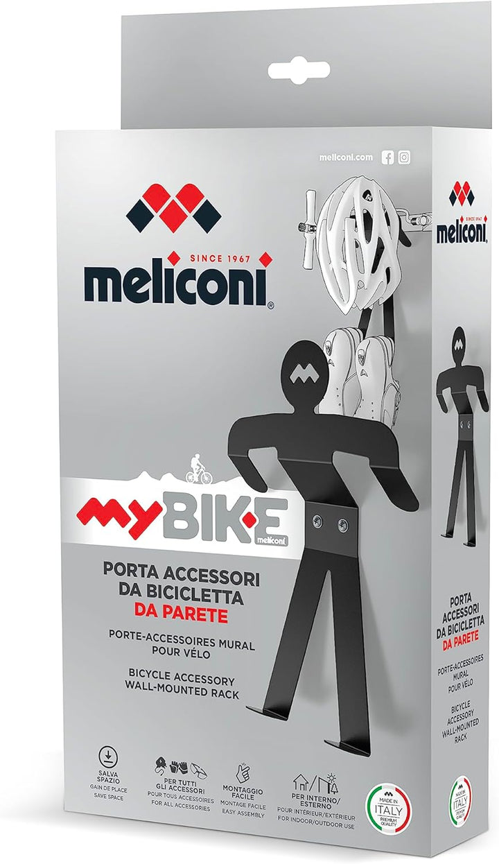 Meliconi MyBike Wandhalterung für Fahrradzubehör, Aufbewahrung von Helmen, Handschuhen und Schuhen,