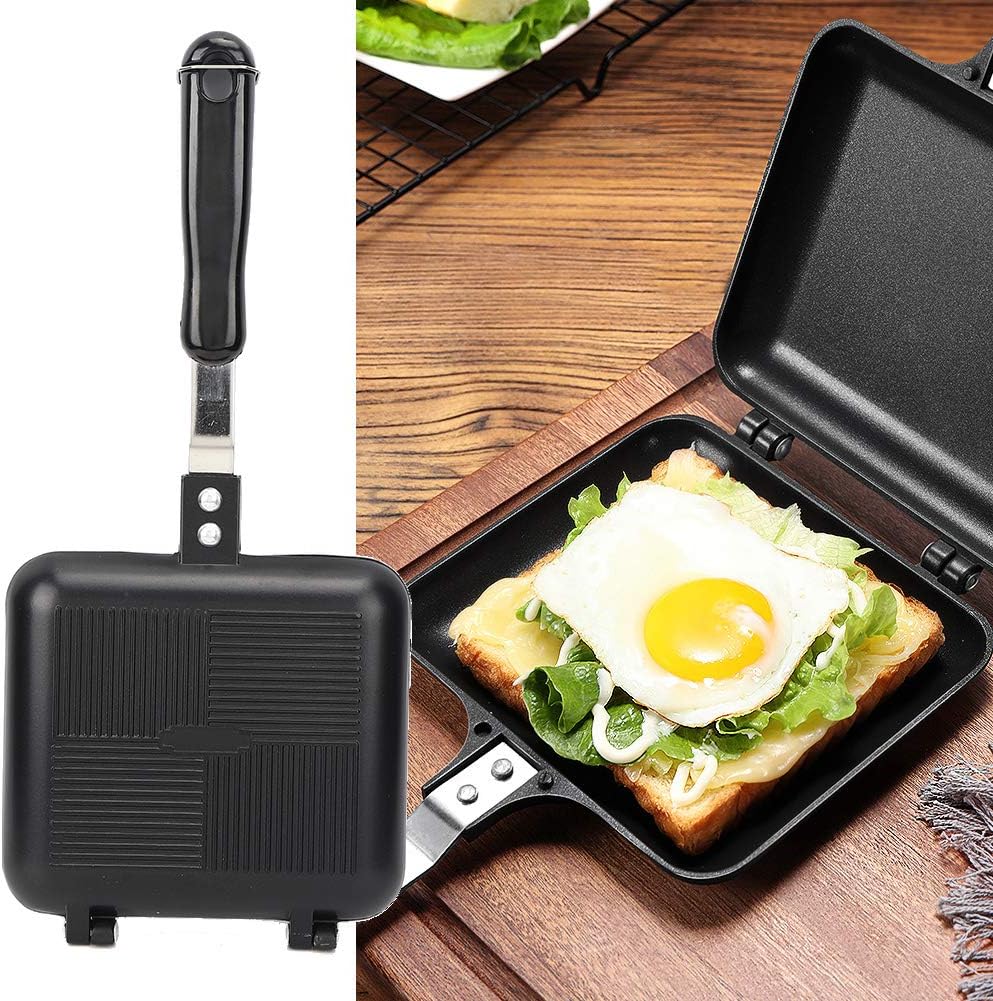 16 x 14 cm quadratische Bratpfanne Doppelseitiger Sandwichmaker Antihaft Kochpfanne Pfannkuchenpfann