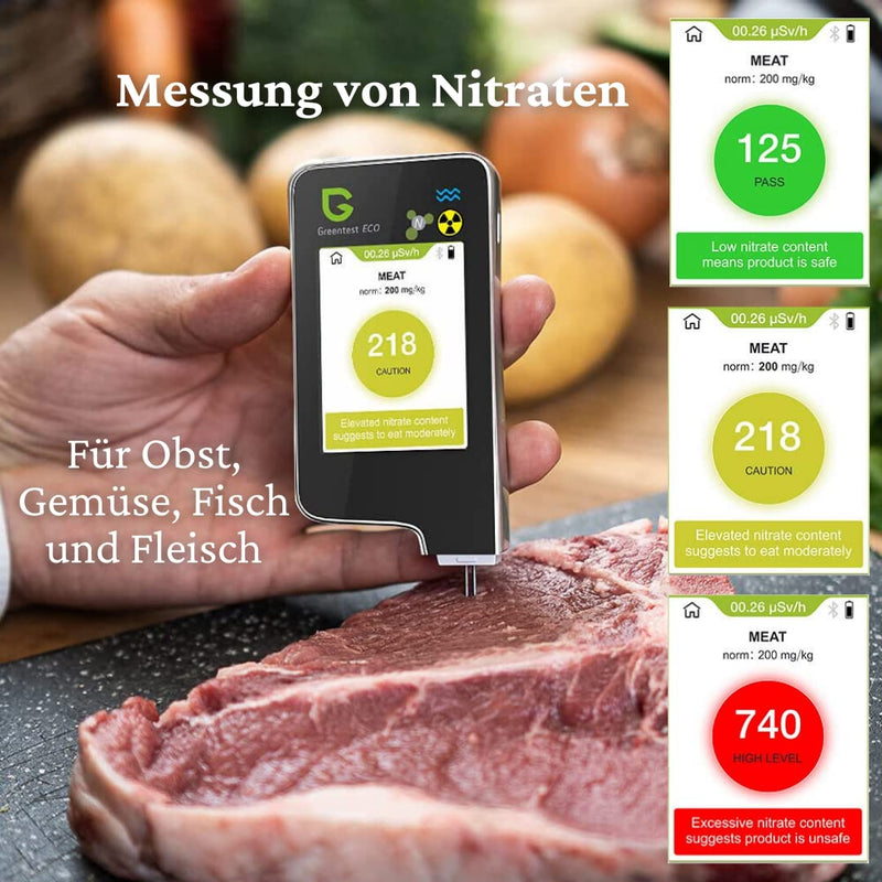 Greentest Eco 6 Geigerzähler + Nitrattester Fleisch Fisch TDS Wassertester dosimeter Strahlenmessger