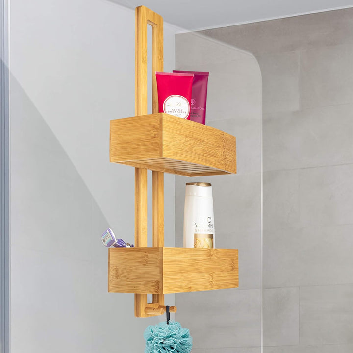ONVAYA® Duschregal ohne Bohren | aus Bambus | Badregal zum Hängen | Duschablage aus Holz | Hängerega