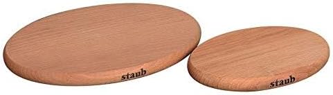 STAUB Magnetischer Holz-Untersetzer, oval, 15x11 cm, Für alle magnetischen Töpfe und Pfannen, Buche-
