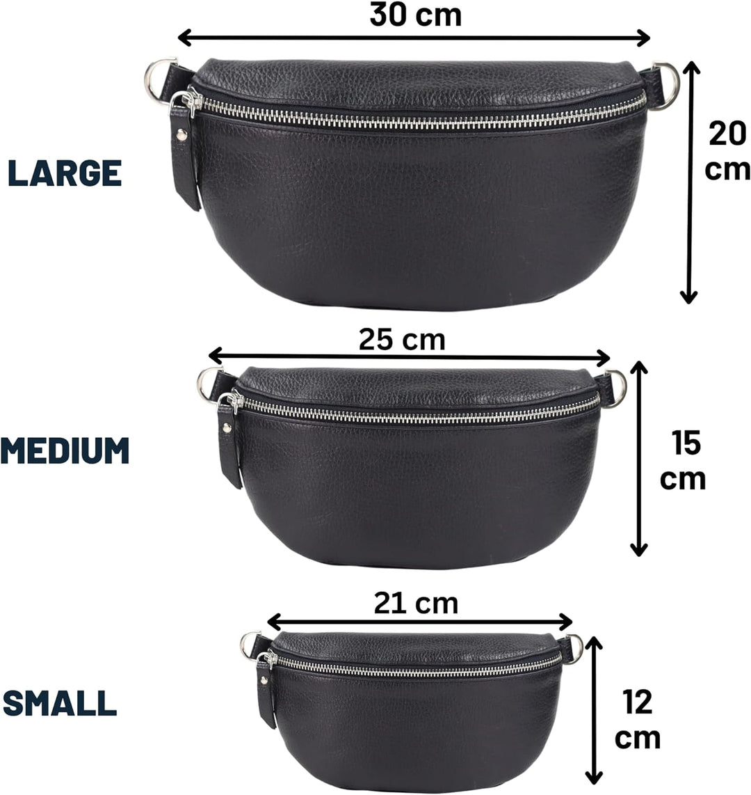 Blade Bauchtasche Damen Echtleder, stylische Gürteltasche Damen mit 2 gemusterten und Leder abnehmba