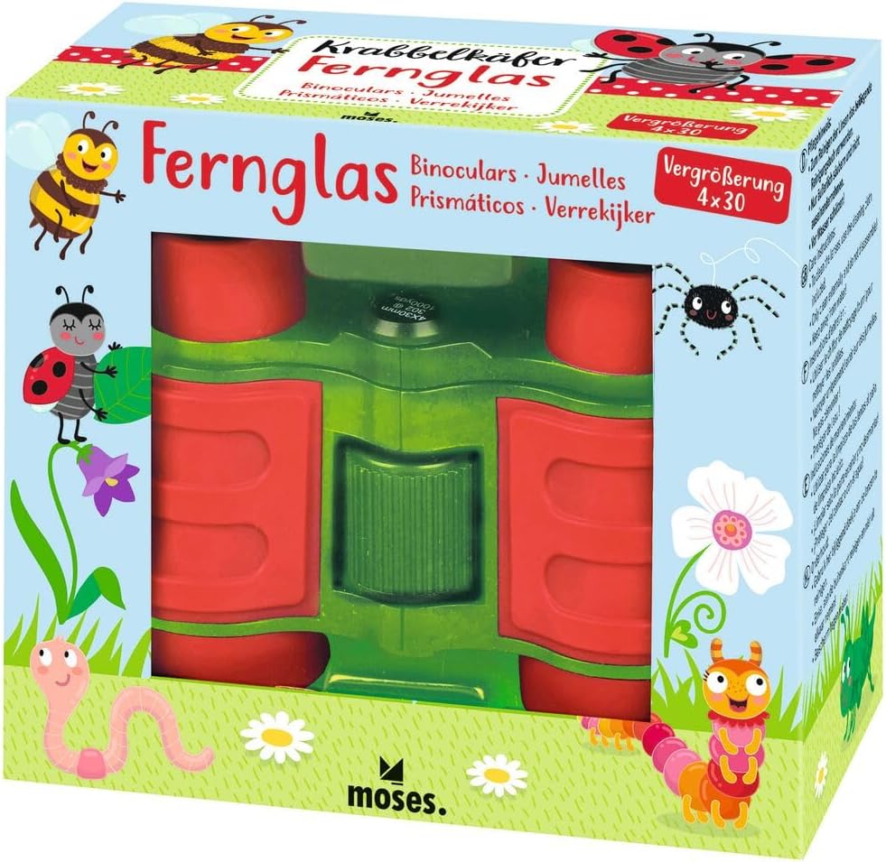 moses. Krabbelkäfer Kinderfernglas, Fernglas mit 4-facher Vergrösserung, Robustes Fernglas mit gummi
