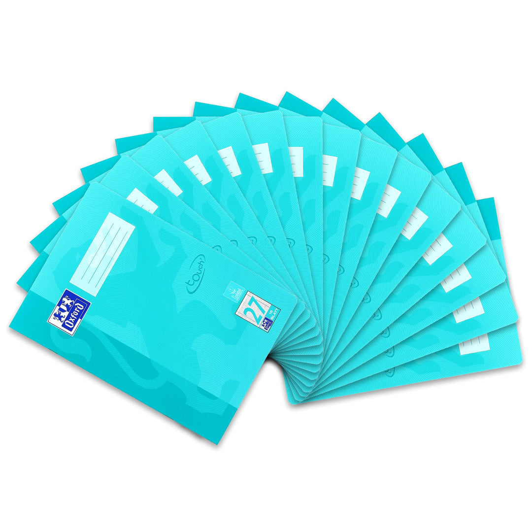 Oxford Schulheft A4 Touch, 16 Blatt, Lineatur 27, liniert, 15 Stück aqua L 27 - liniert mit Doppelra