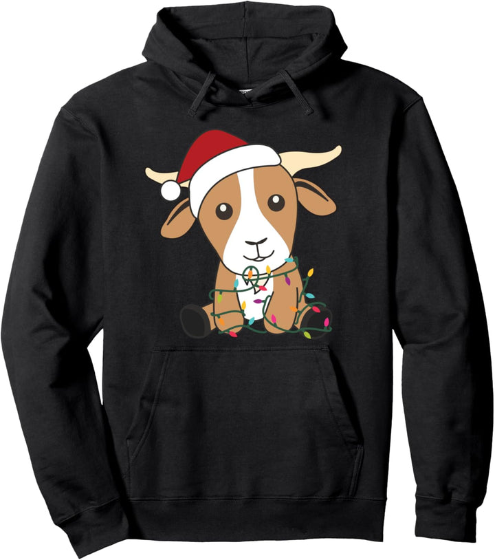 Ziege Weihnachten weihnachtstiere Lichterkette Ziegen Pullover Hoodie