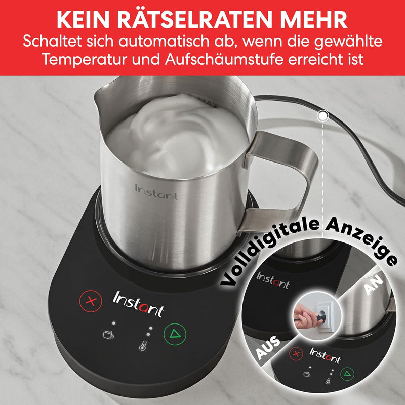 Instant Automatischer Elektrischer Milchaufschäumer 500ml, 3 Schaum- und Temperatureinstellungen, Fü