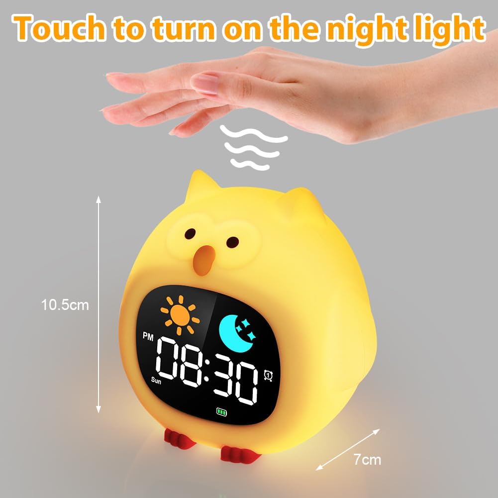 HOTUT Kinder Lichtwecker,Schlaftrainer Kinder mit Nachtlichtern,6 White Noise Kinderwecker,Digitaler