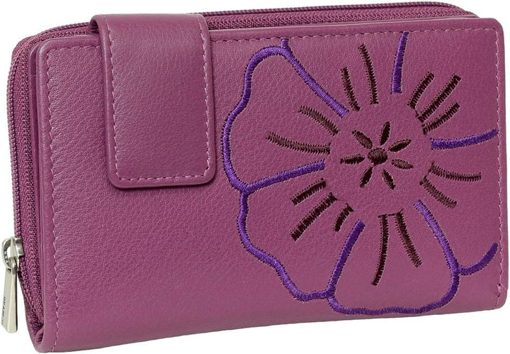 Branco Leder Geldbörse Portemonnaie Damenbörse Damen Lang Geldbeutel Berry, Berry