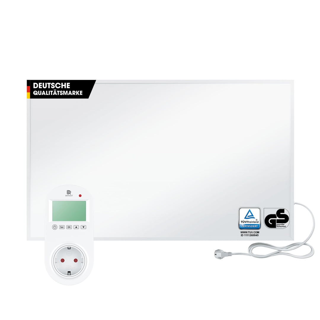 BR Bringer Infrarotheizung 800 Watt - mit Steck-Thermostat - Infrarot Elektroheizung Energiesparend