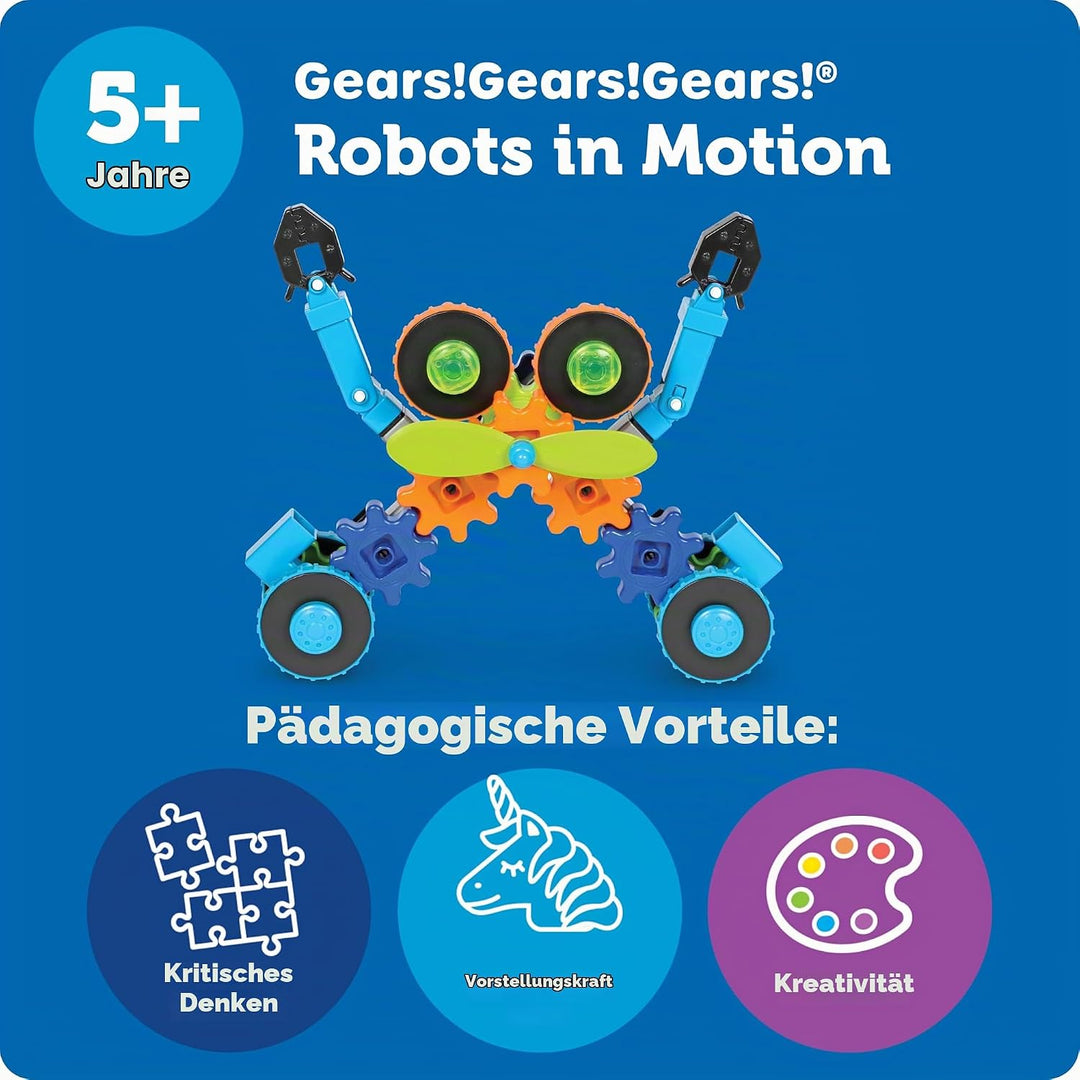 Learning Resources Gears! Gears! Gears! Roboter in Aktion, MINT, Zahnradspiel, Roboter-Zahnräder, Ab