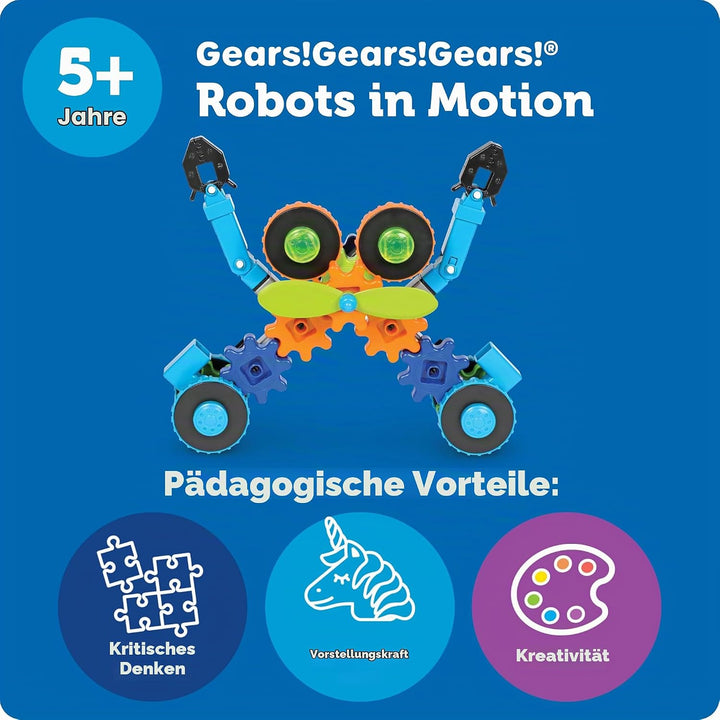 Learning Resources Gears! Gears! Gears! Roboter in Aktion, MINT, Zahnradspiel, Roboter-Zahnräder, Ab