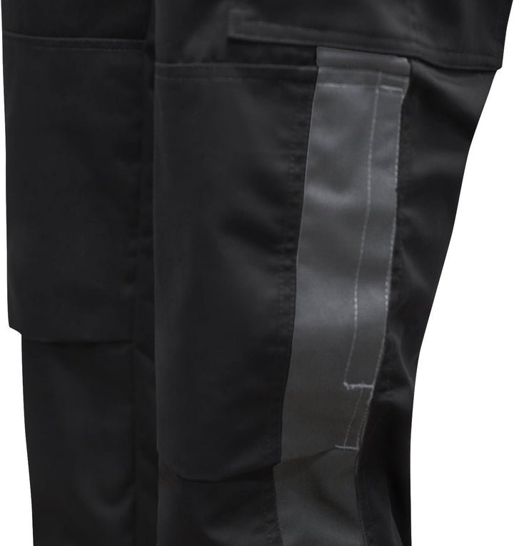 strongAnt Arbeitshose komplett Stretch Männer Berlin Pro Bundhose Schwarz Weiss Grau, 42 Schwarz-gra
