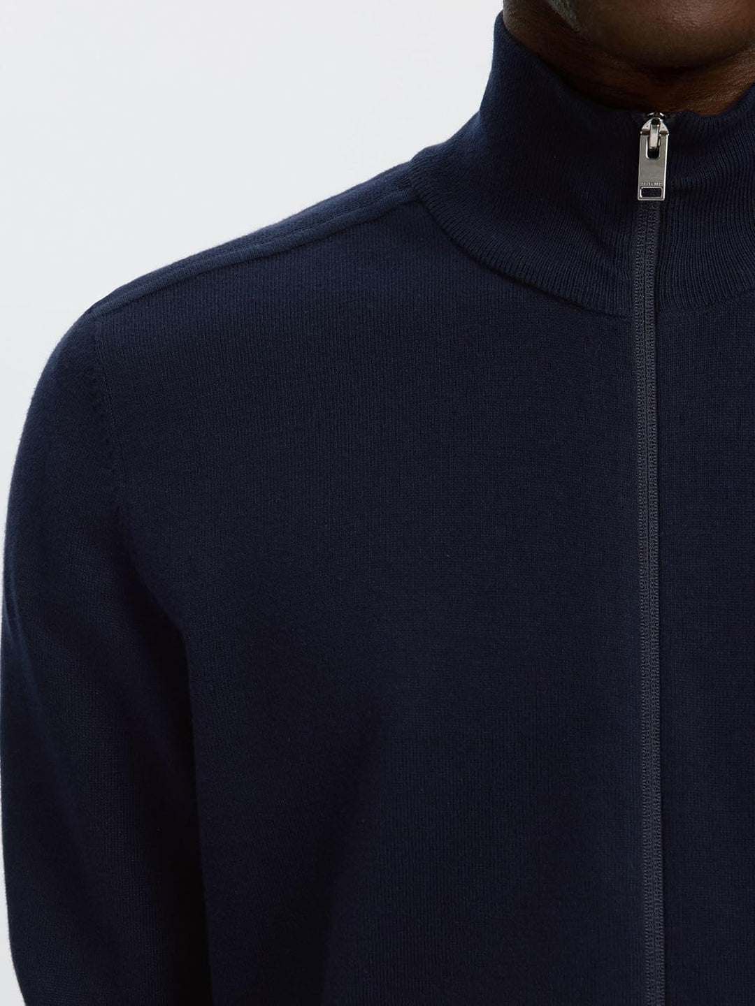 Herren Selected Basic Strickjacke | Einfarbiger Baumwolle Cardigan | SLHBERG Zip Longsleeve Sweatshi