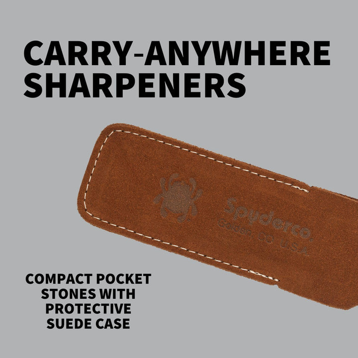 Spyderco Taschenstein mit mittlerer Körnung und Lederetui, Weiss 1" x 5" x 1/8", 1" x 5" x 1/8"