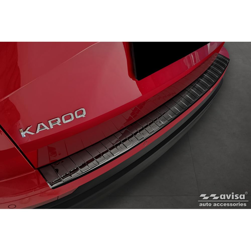 Avisa Spiegelschwarz Edelstahl Heckstossstangenschutz kompatibel mit Skoda Karoq Facelift incl. Spor