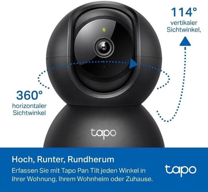 Tapo C201 360° WLAN-Überwachungskamera für Innenräume, 1080P, Nachtsicht, Bewegungserkennung, Zwei-W