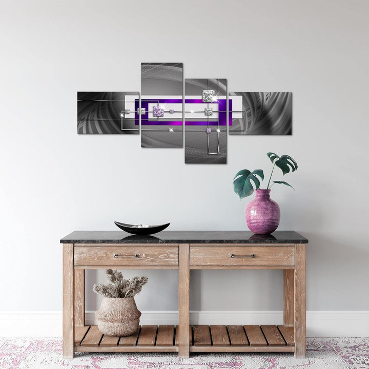 Runa Art Bild Modern Abstrakt - Made in Germany - Wandbilder Diamant Lila Grau 4 Teilig 020942c B 10