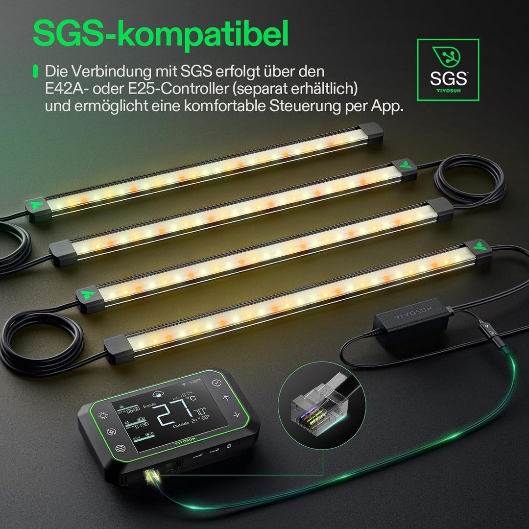 VIVOSUN LumaRay LED Grow Lampe 40 cm 8er Set, Vollspektrum Seitenbeleuchtung mit 60% Rotlicht für bi