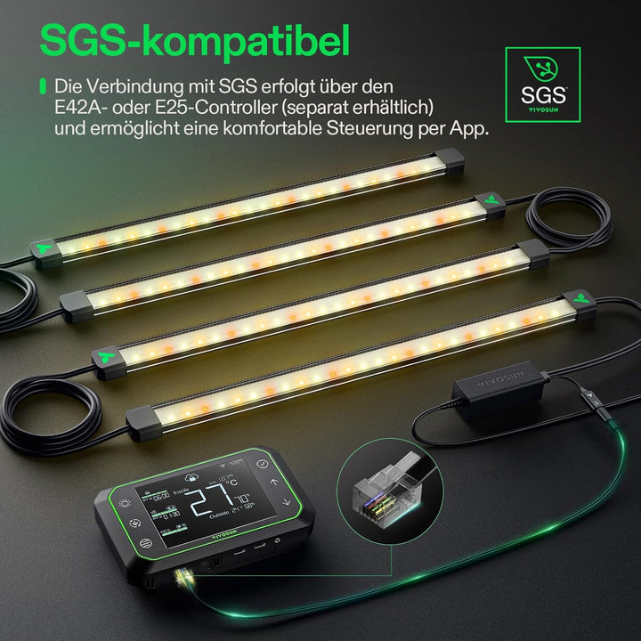 VIVOSUN LumaRay LED Grow Lampe 40 cm 8er Set, Vollspektrum Seitenbeleuchtung mit 60% Rotlicht für bi