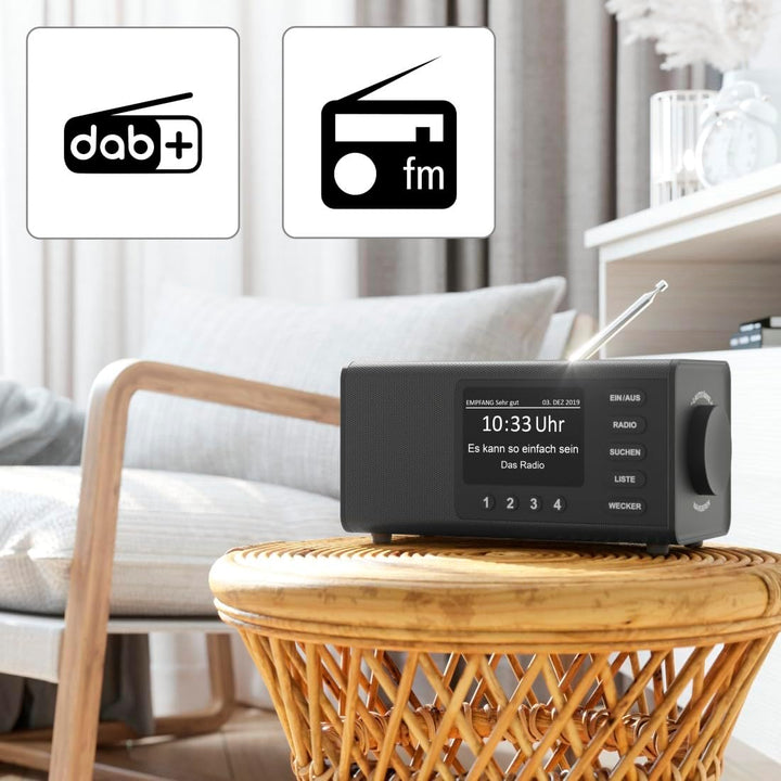 Hama DAB Radio mit DAB+/DAB und FM DR1000DE (Digitalradio mit grossem Display, Küchenradio mit einfa