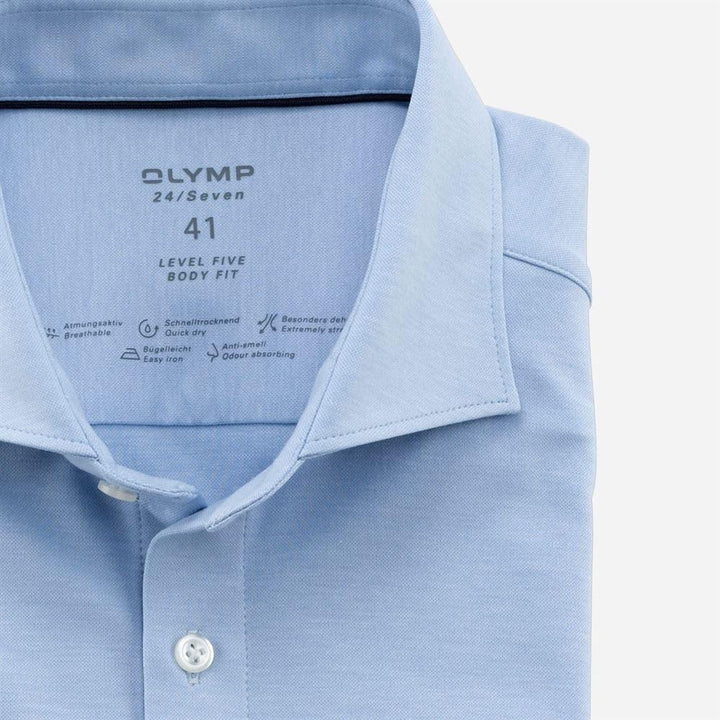 OLYMP Herren Businesshemd Level Five 24/Seven,Einfarbig,Body fit,Kent-Kragen 39 Bleu 11, 39 Bleu 11