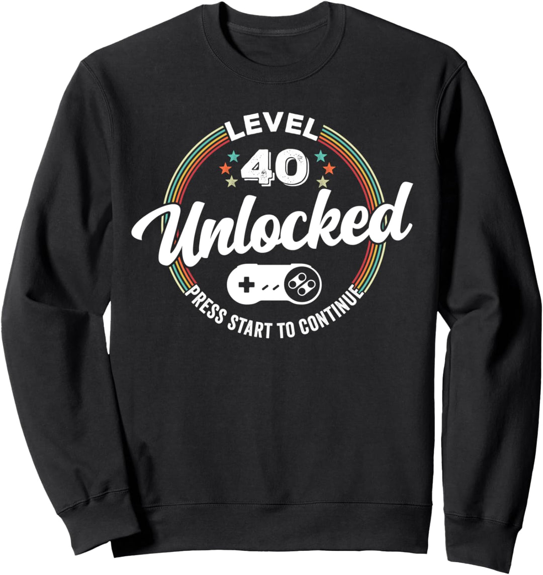 40 Birthday Gift. Fourty Years Old Level 40 unlocked gamer Sweatshirt