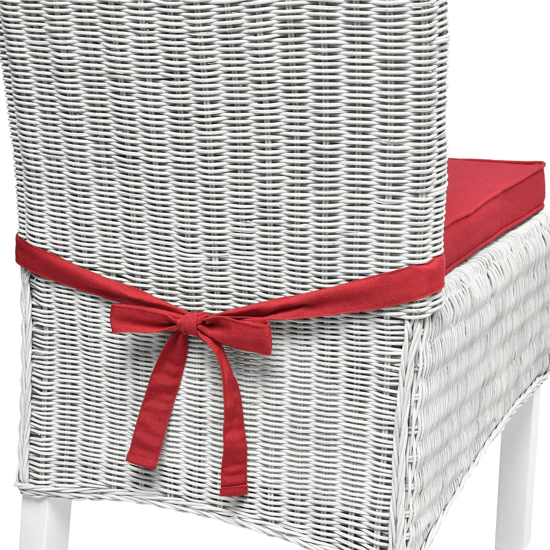 Beautissu Loft SK Stuhlkissen 45x40 cm Rot - 4er Set Stuhlpolster mit Bändern Sitzkissen für Stühle,