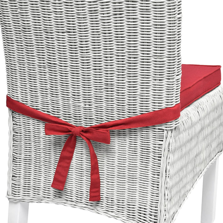 Beautissu Loft SK Stuhlkissen 45x40 cm Rot - 4er Set Stuhlpolster mit Bändern Sitzkissen für Stühle,