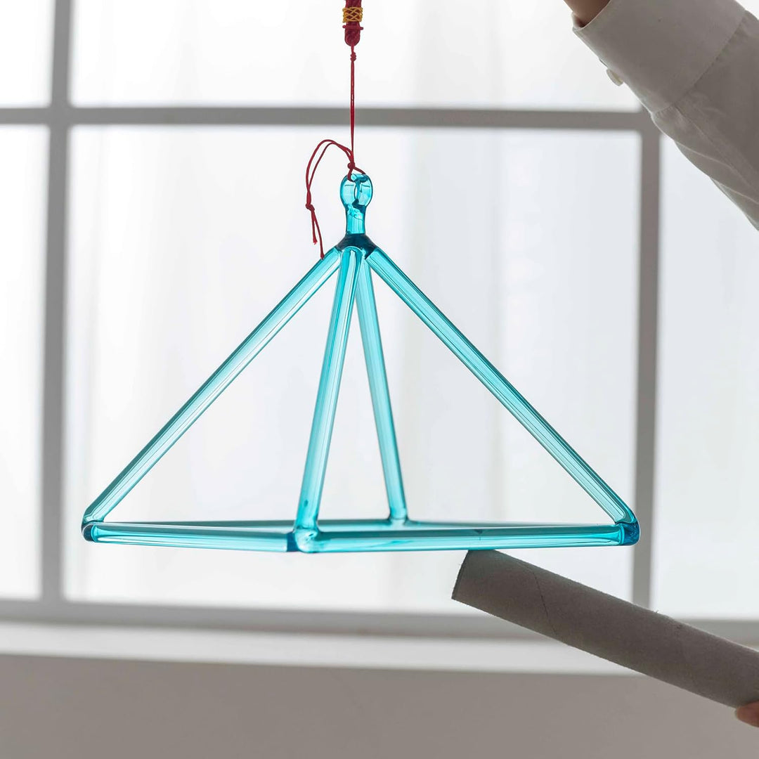 Hye-eun Crystal Singing Pyramid,Blaue 8-Zoll-Transparent Quarz Kristall Singen Pyramide aus klarem m