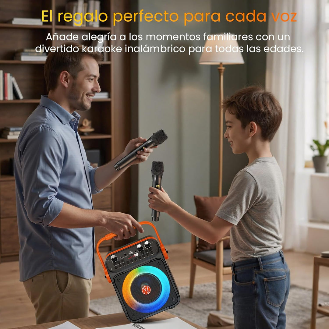 Karaoke Maschine Karaoke Anlage mit 2 Mikrofonen für Erwachsene & Kinder Bluetooth Lautsprecher mit