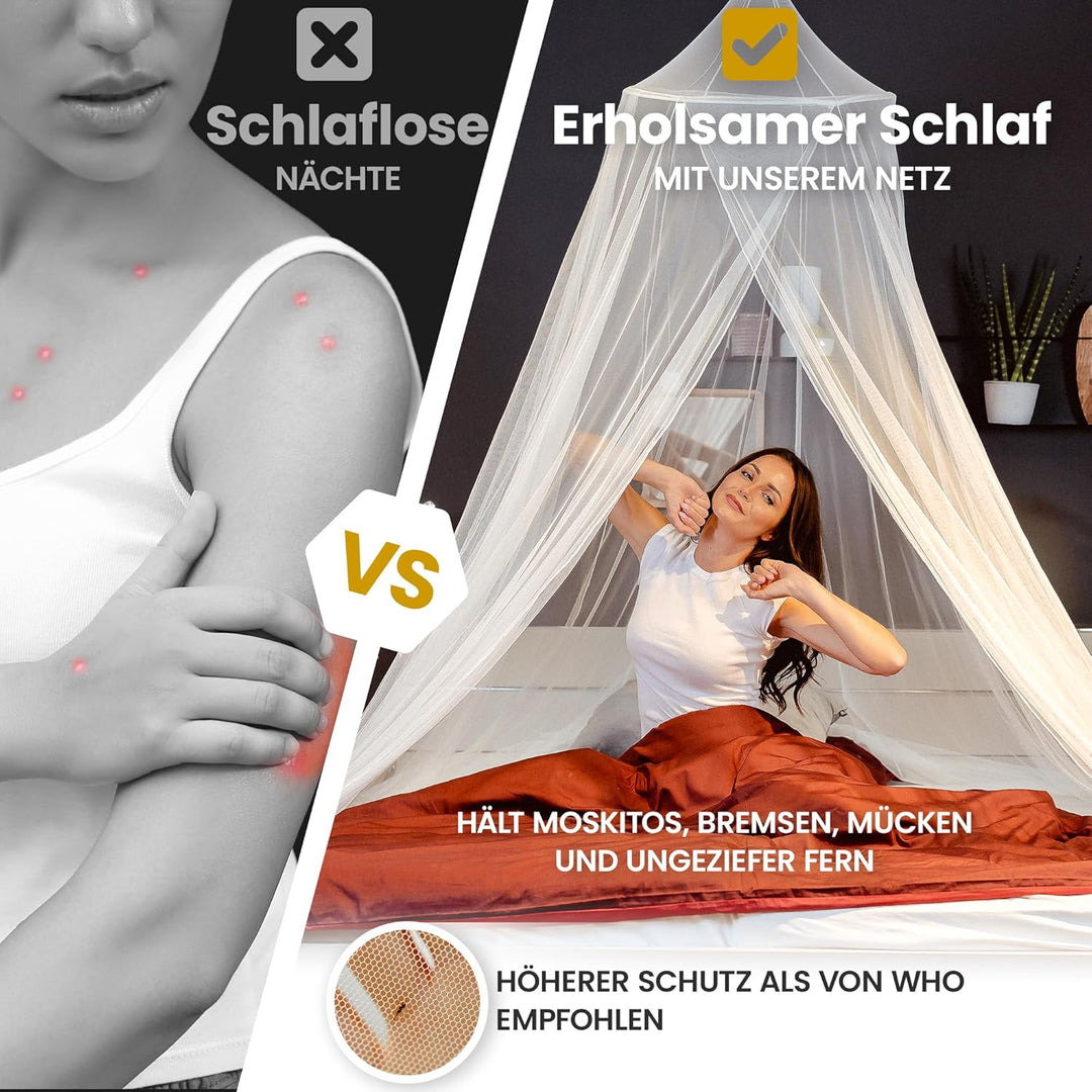 Moskitonetz Bett - Mückennetz Outdoor & Zuhause - Fliegennetz für Doppelbett & Einzelbett - Mosquito