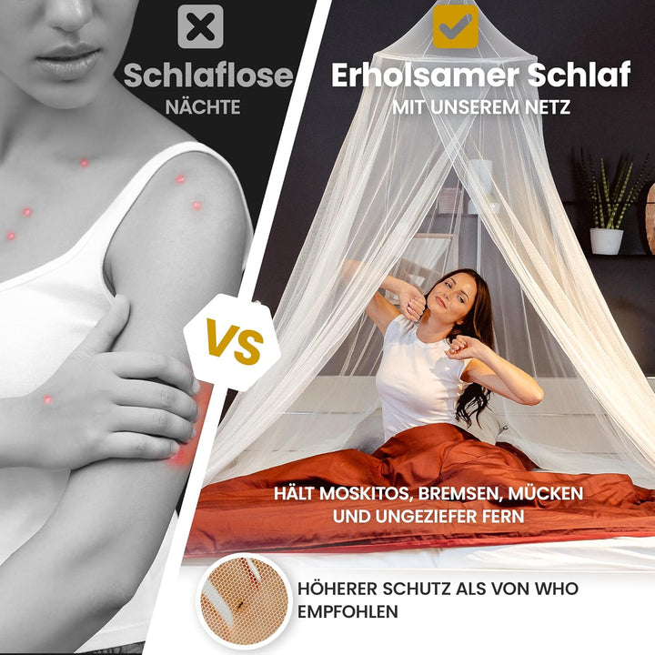 Moskitonetz Bett - Mückennetz Outdoor & Zuhause - Fliegennetz für Doppelbett & Einzelbett - Mosquito