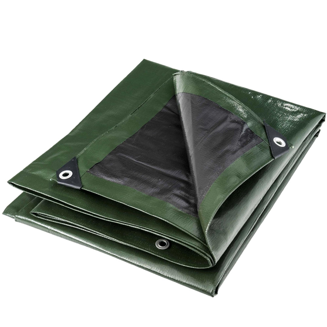 Werkapro Multifunktions-Abdeckplane, Schwarz und Grün, 240 g/m², 3 x 5 m 3x5 m, 3x5 m