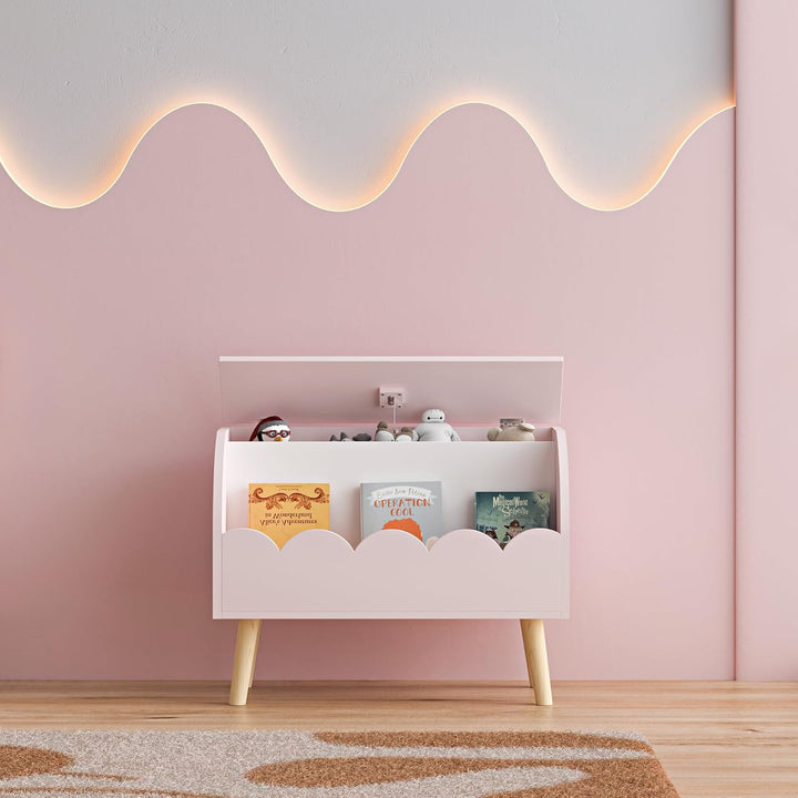[en.casa] Spielzeugkiste mit Deckel Vestnes Kuscheltier Aufbewahrung Kinderzimmer Wellendesign Truhe