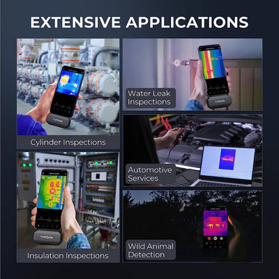 TOPDON Wärmebildkamera für Android TC001[Nur Android/Grau], 256 x 192 thermische Auflösung, Super IR