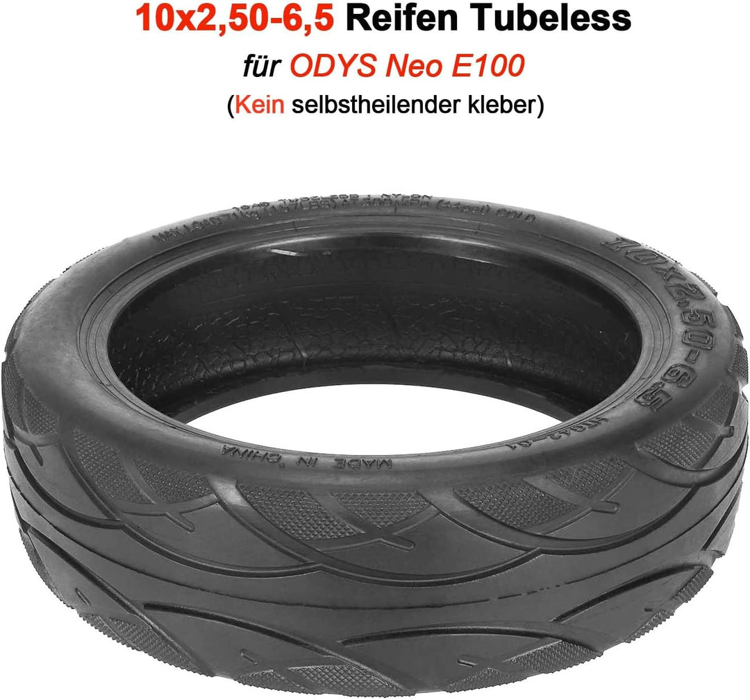 10x2,50-6,5 E Scooter Reifen Tubeless für ODYS Neo E100 Elektroroller 10 Zoll Ersatzreifen Schlauchl