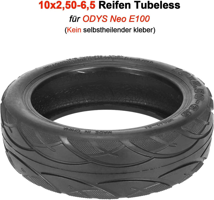 10x2,50-6,5 E Scooter Reifen Tubeless für ODYS Neo E100 Elektroroller 10 Zoll Ersatzreifen Schlauchl