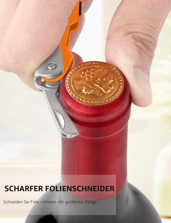 CORKAS Kellnermesser - Profi Korkenzieher aus Edelstahl in Gastronomie Qualität mit Flaschenöffner &