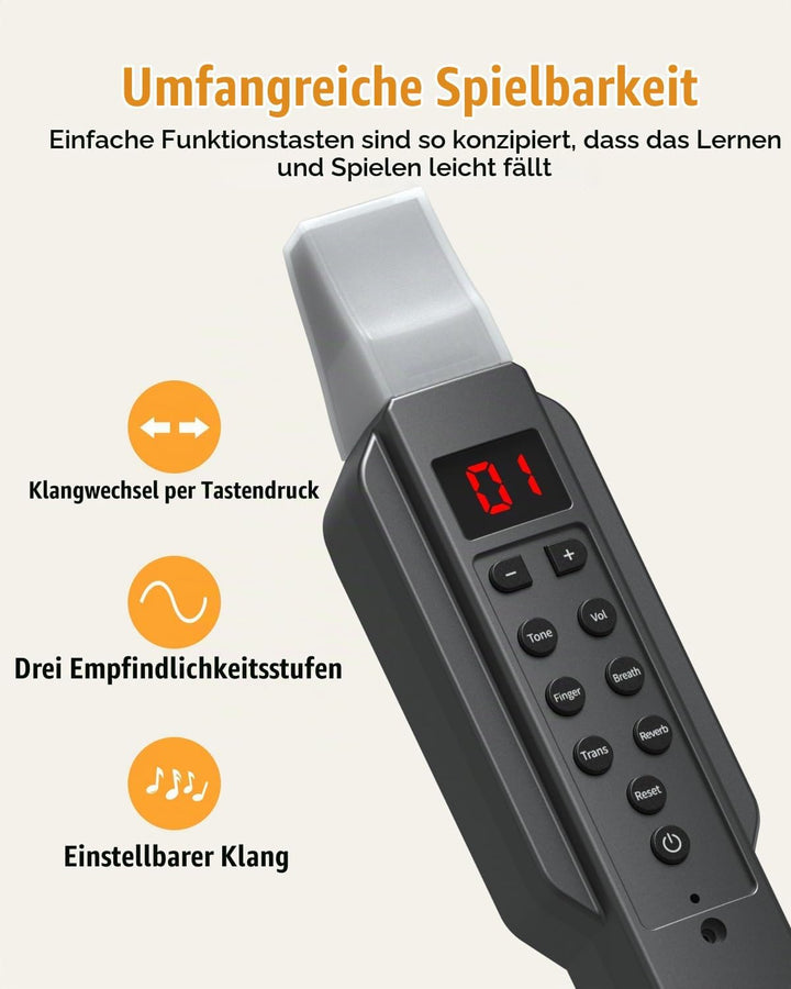 Digitales Blasinstrument, Elektrisches Blasinstrument Schwarz Unterstützt MIDI-Bluetooth, Elektronis