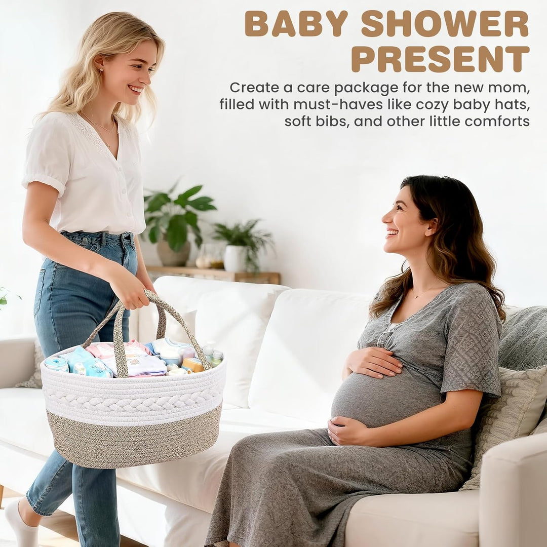 Zorplex Baby Windel Caddy Organizer, Wickeltisch Aufbewahrungskorb mit grossen Fächern und Griffen,