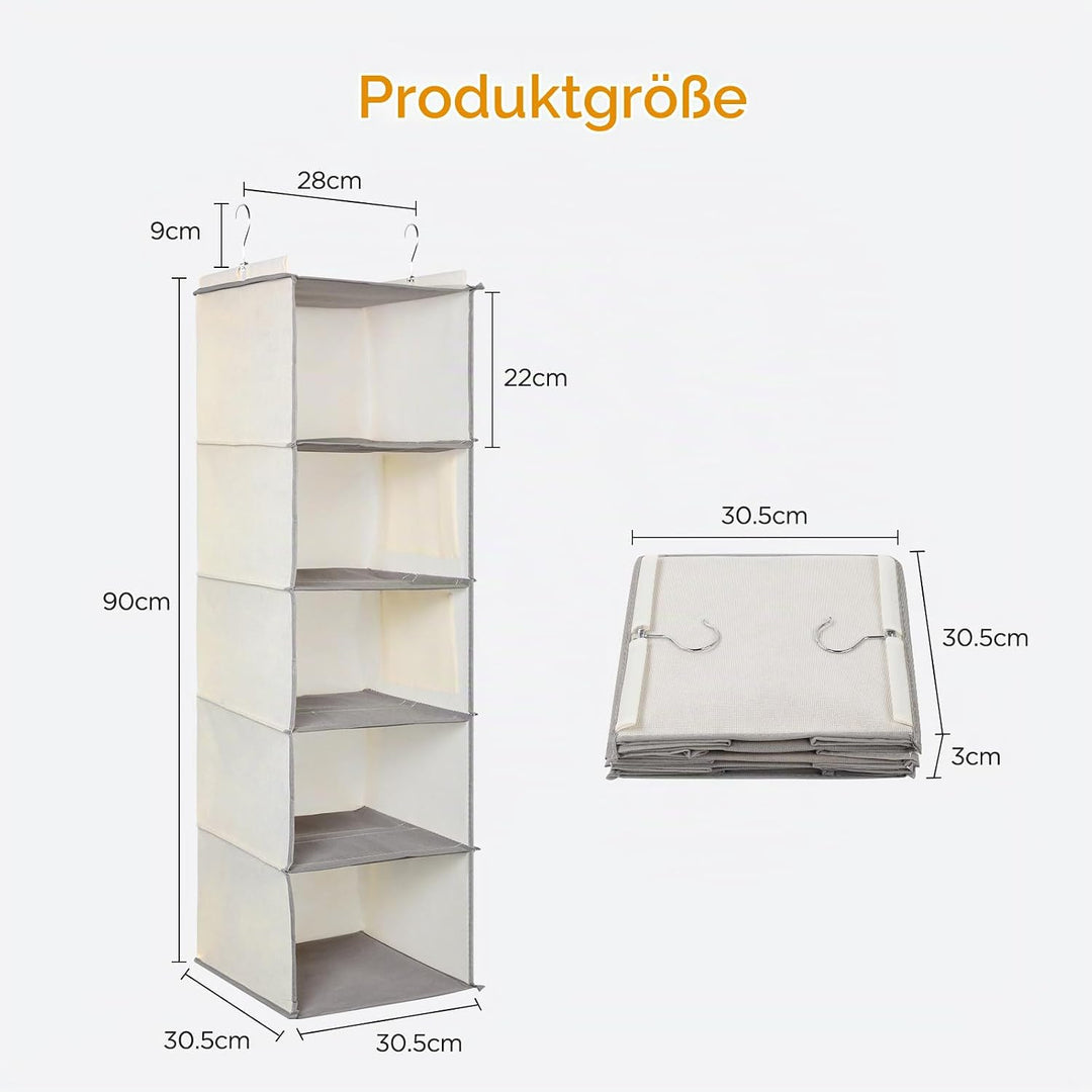 Cozary Hängeorganizer Kleiderschrank Organizer mit 5 Fächern, Faltbar Schrank Organizer Kleiderschra