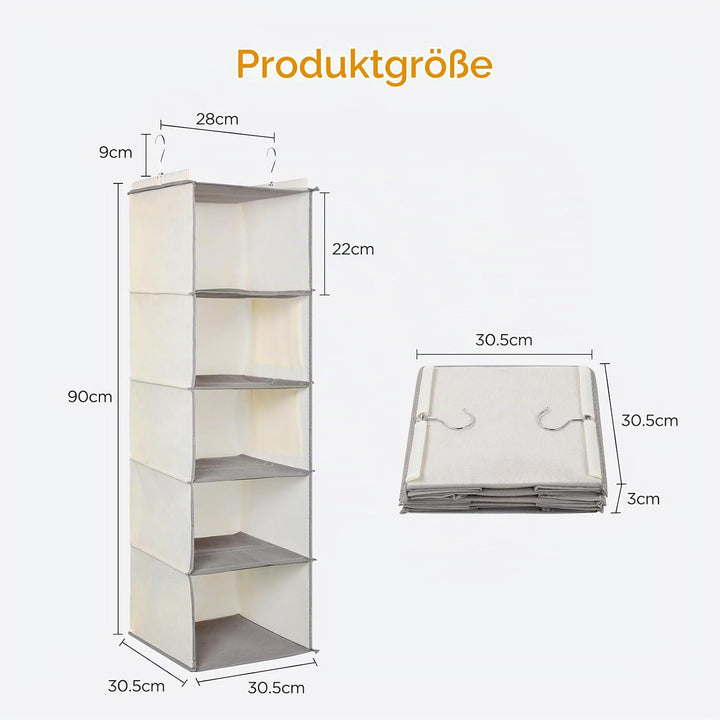 Cozary Hängeorganizer Kleiderschrank Organizer mit 5 Fächern, Faltbar Schrank Organizer Kleiderschra
