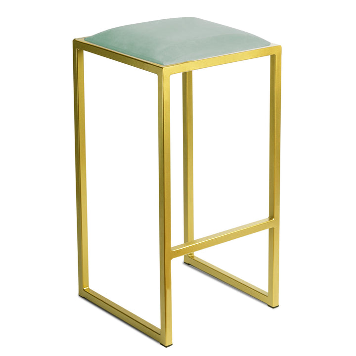FERRO modern design Barhocker Gold ohne Lehne 64 cm - Metal Barstuhl mit Gepolstertem Sitz - Loft St